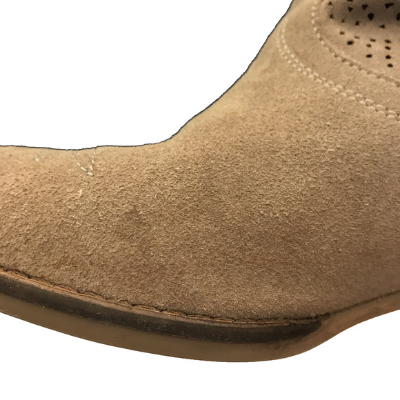 Naughty Monkey Zoey Suede Ankle Boots Taupe Laser Cut Leather Western Size 8 - Picture 8 of 11